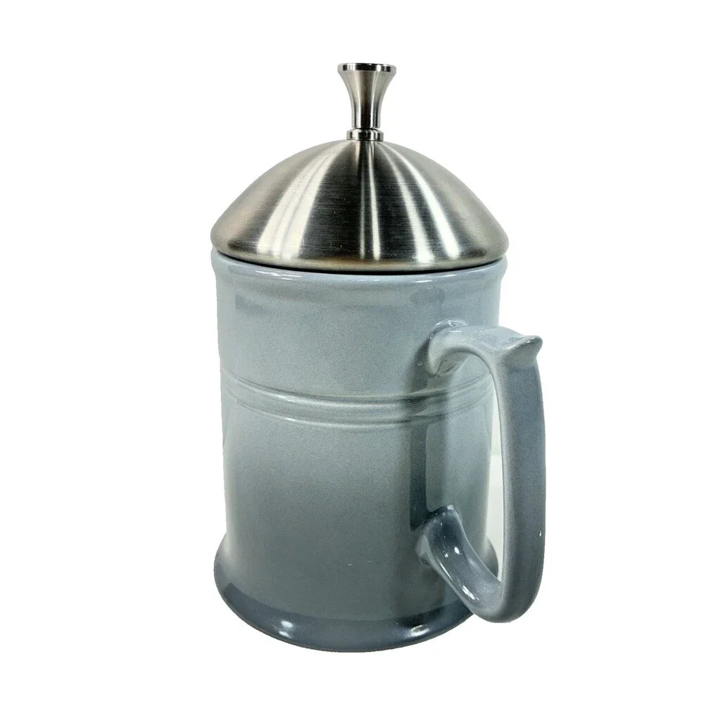 Chantal Gray Ombre Ceramic 16oz Coffee French Press Stainless Plunger